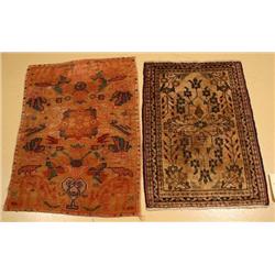 A Pair of Semi Antique Persian Hamadan Tabriz Wool Rugs.