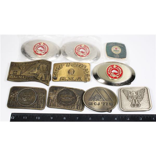 COLLECTION OF TEN VINTAGE BOY SCOUTS BELT BUCKLES