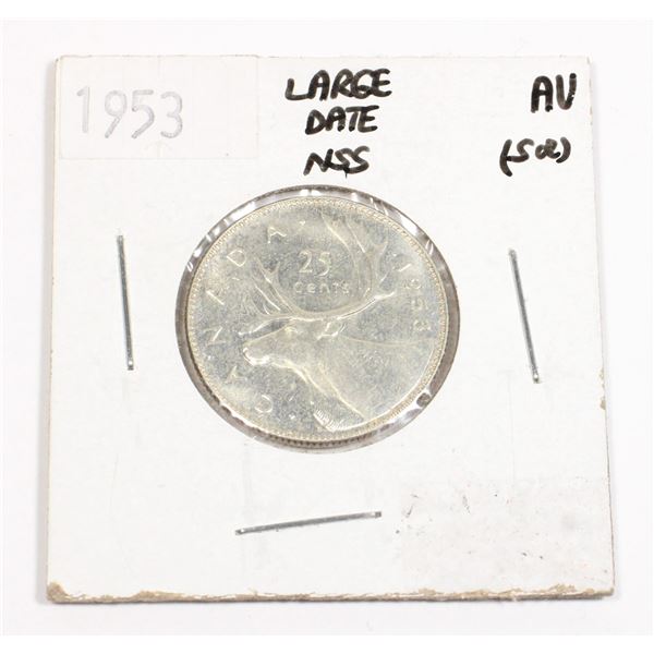1953 CANADA .25 CENT SILVER COIN
