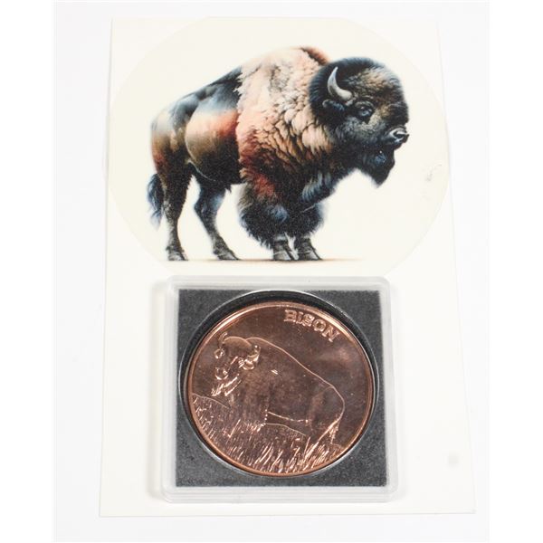 1 OZ BISON COPPER ROUND IN CAPSULE WITH CARD