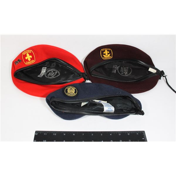 3 VINTAGE BOY SCOUTS BERETS