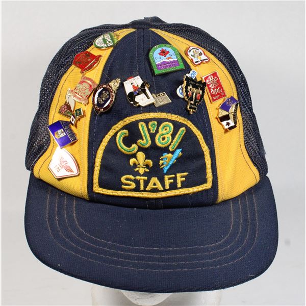 VINTAGE SCOUTS CANADIAN JAMBOREE 81 HAT WITH PINS