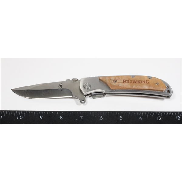 BROWNING WOOD FOLDING POCKET KNIFE
