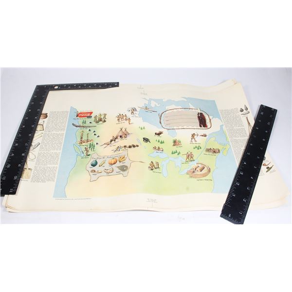 6 VINTAGE COCA-COLA US NATIVE AMERICAN MAPS –