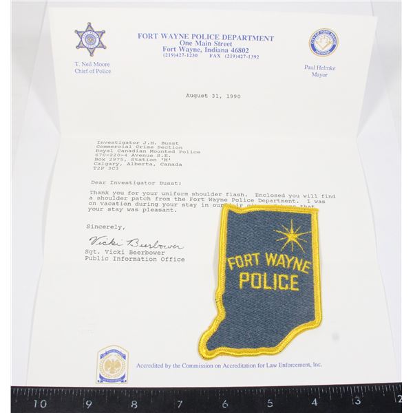 FORT WAYNE POLICE DEPARTMENT PATCH – 1990