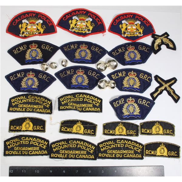 BAG OF RCMP PATCHES AND BUTTONS