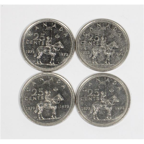 4 RCMP CENTENNIAL CANADIAN QUARTERS - 1976
