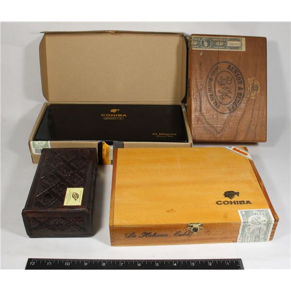 4 VINTAGE CIGAR BOXES – COHIBA, BENSON & HEDGES,