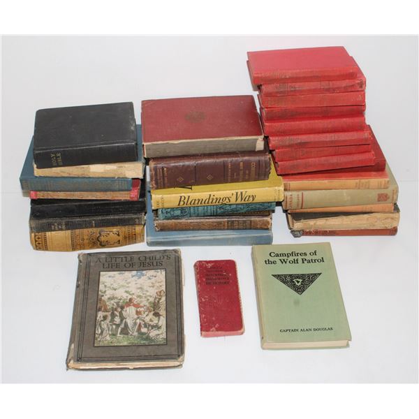 1 BOX OF ANTIQUE AND VINTAGE HARDCOVER BOOKS