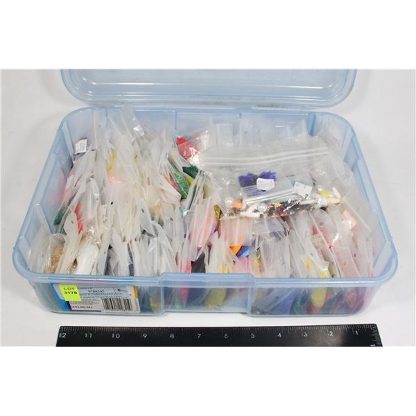 LARGE BOX RUBBERMAID BOX FULL OF ASSORTED CRAFTING