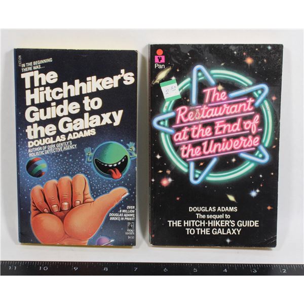 LOT OF TWO PAPERBACK BOOKS THE HITCHHIKER'S