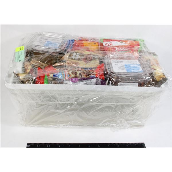 TOTE WITH LID FULL OF NUTS AND TREATS