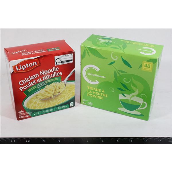 COMPLIMENTS PEPPERMINT TEA & LIPTON CHICKEN NOODLE