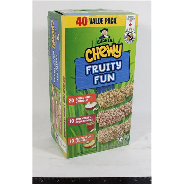 BOX OF QUAKER CHEWY FRUITY FUN 40 VALUE PACK