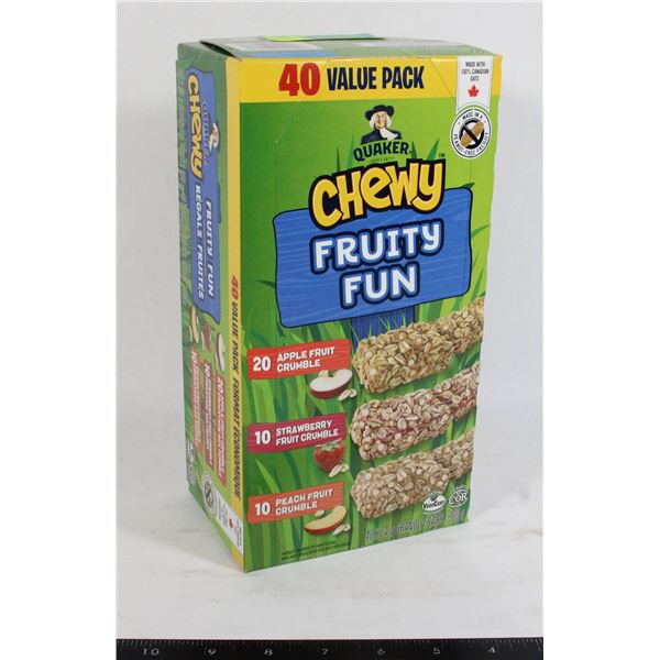 BOX OF QUAKER CHEWY FRUITY FUN 40 VALUE PACK