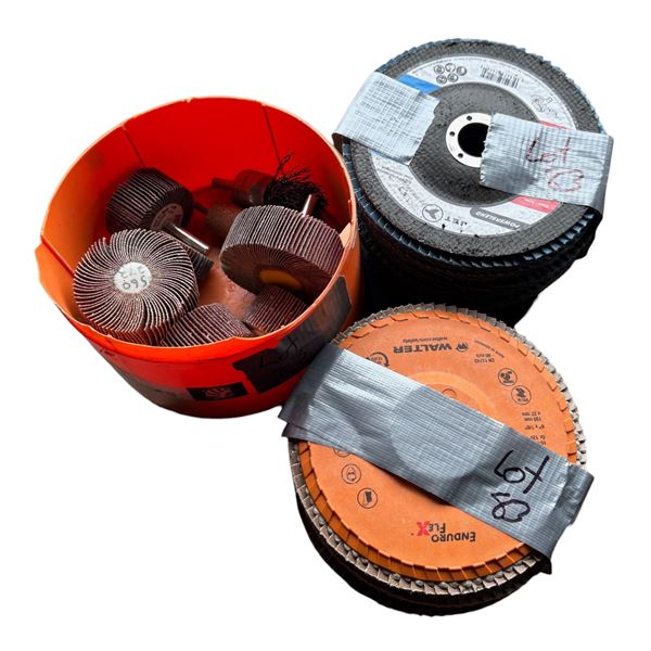 5 jet grinding disc, 4 Walter flex disc, assortment of flex grinding wheels used