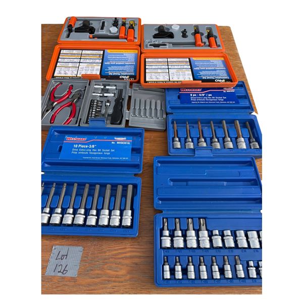 2 Ultra Combo thread set, 3 Westward socket sets, pliers, screwdriver set NEW