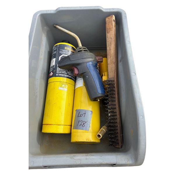 Propane torch, bottles and steel brush