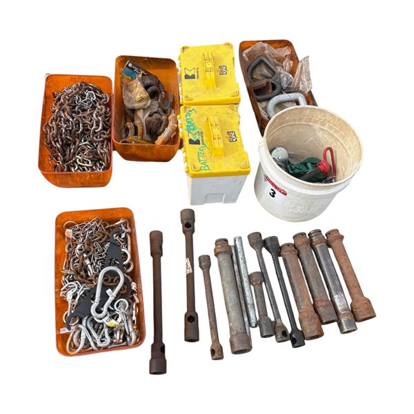 Misc pipe, bolts, chains, hooks