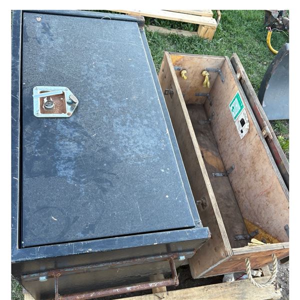 Metal tool box and wooden box