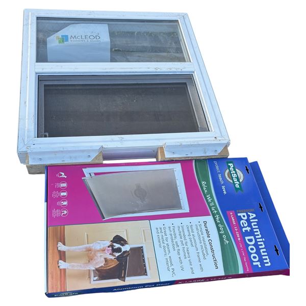 Pallet of McLeod window, pet door