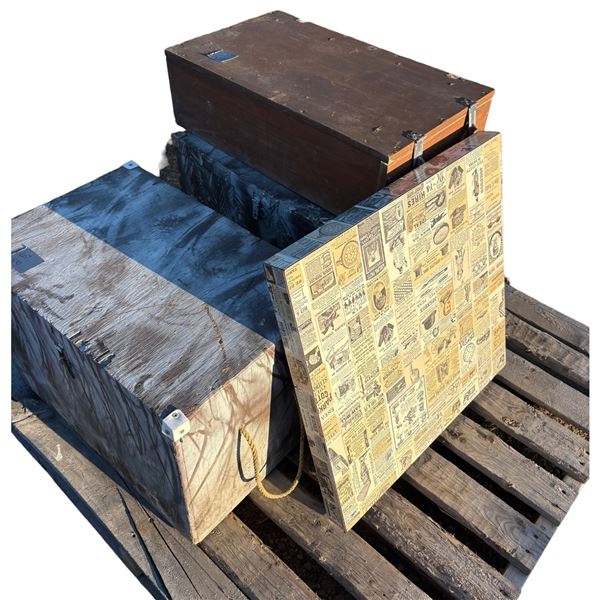 Three wooden boxes and table top