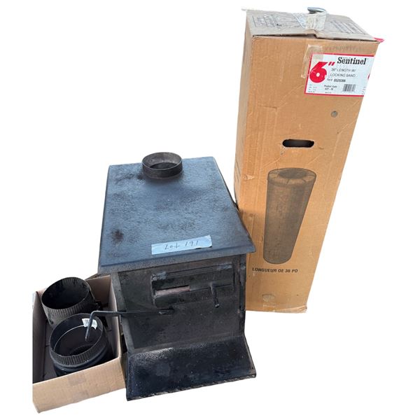 Wood stove, Sentinel stove pipe NEW 36x6 inch, 2 joining 6 inch pipes
