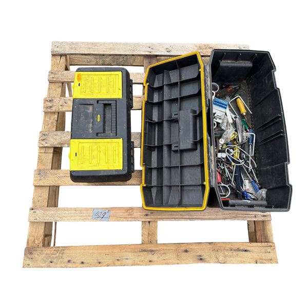 2 plastic tool boxes