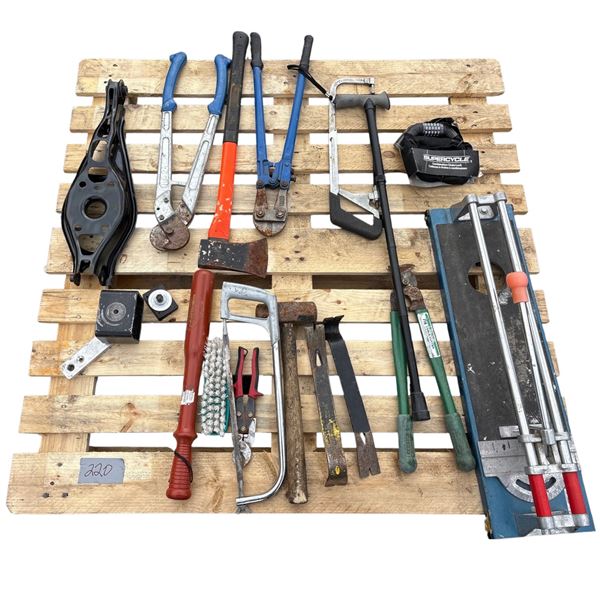 Pallet misc tools, Bike Lock, Tile cutter