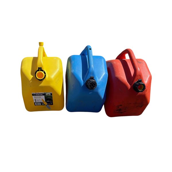 3 mixed diesel, water, gas Jerry Cans