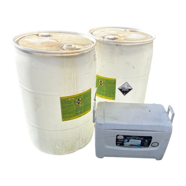 2 Rain barrels and 1 cooler