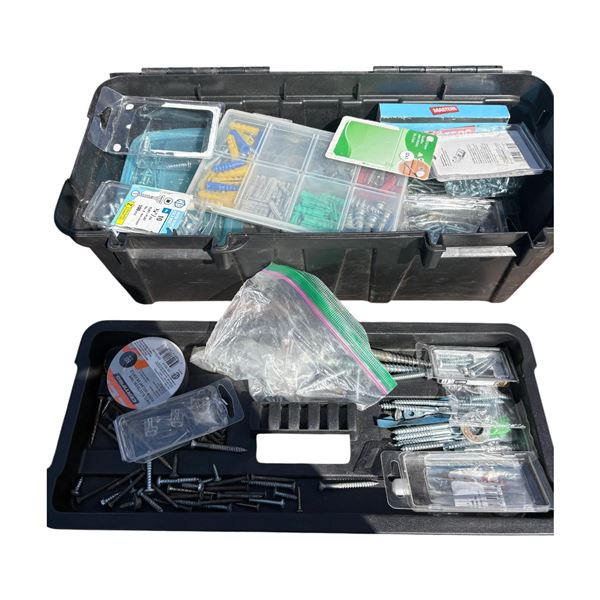 Plastic tool box with misc screws