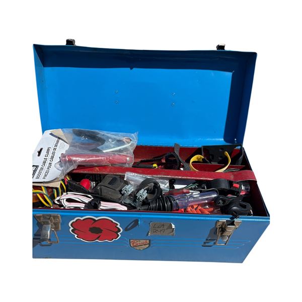 Blue tool box with misc tools