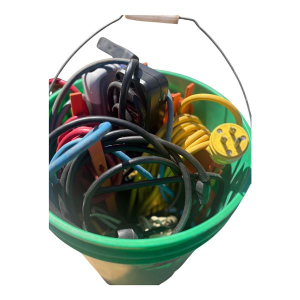 Pail of Electrical cords