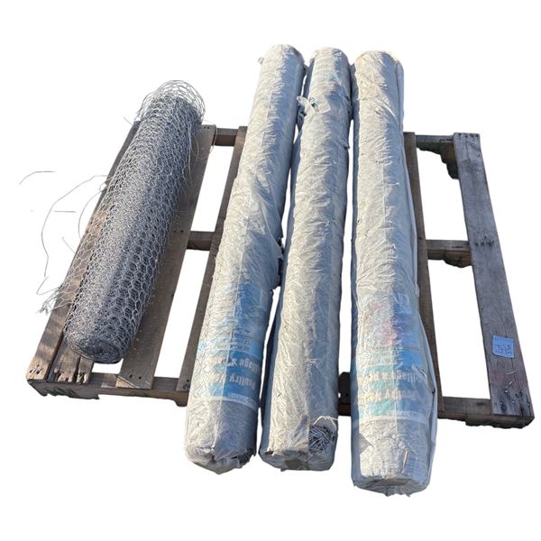 3 Rolls of Poultry Fence 60 inch x 150 ft, one loose roll