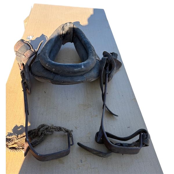 Antique horse collar set of saddle stirrups