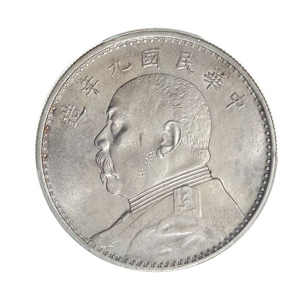 China (1920) Year 9 $1 Shih-kai Dollar Fine Hair Variety PCGS Scratch - AU Detail (LM-77A),