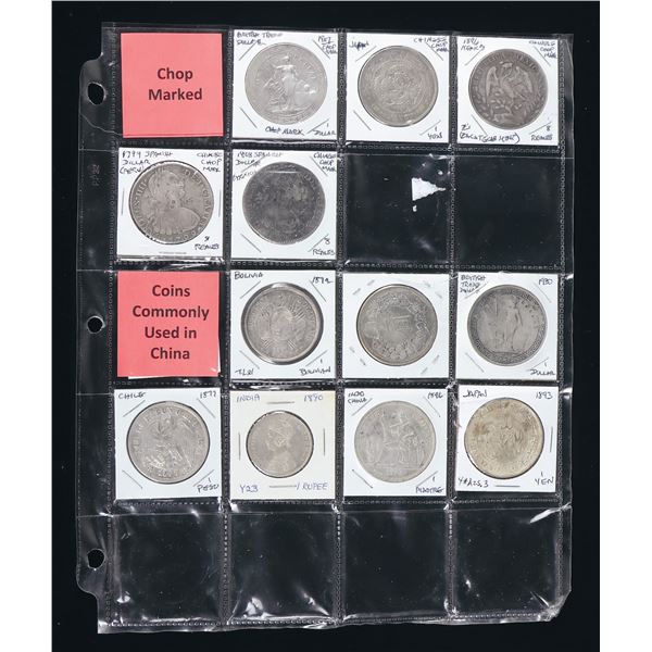 Asia, Lot of Silver Crowns used in China and East Asian Silver and AE coinage.,