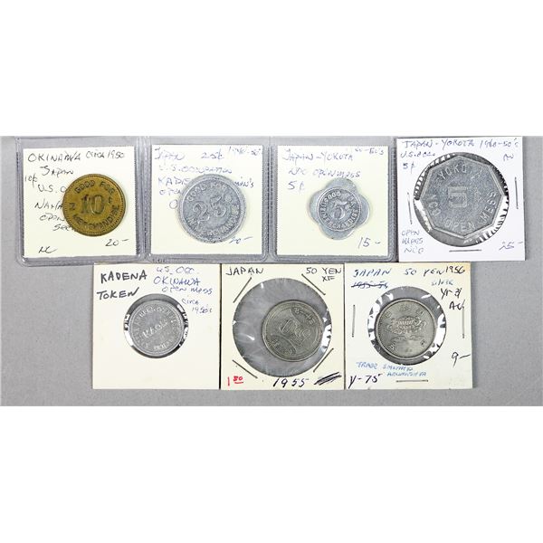 Japan, Group of Post-WWII U.S. Military Tokens,