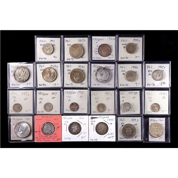 Philippines. Spanish period-Republic. Lot of Silver Minors, 1868-1961,