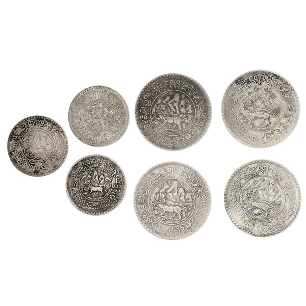 Tibet. Lot of Silver 3 and 1 1/2 Srang, 1935-1946.,