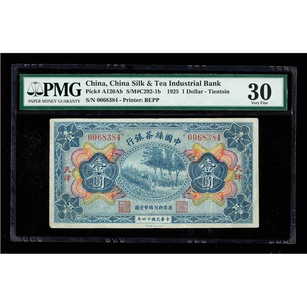 China, 1925 1 Dollar - Tientsin, China Silk & Tea Industrial Bank, S/M#C292-1b, PMG 30 Very Fine (Pi