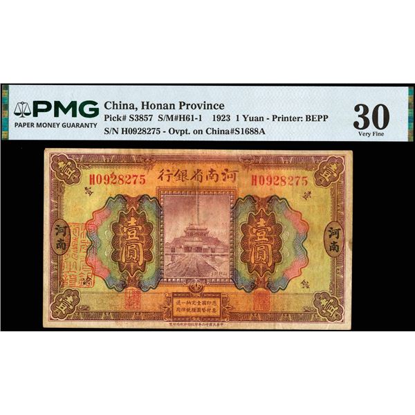 Honan, 1923 1 Yuan - Printer: BEPP, Honan Province, S/M#H61-1, PMG 30 Very Fine (Pick-S3857),