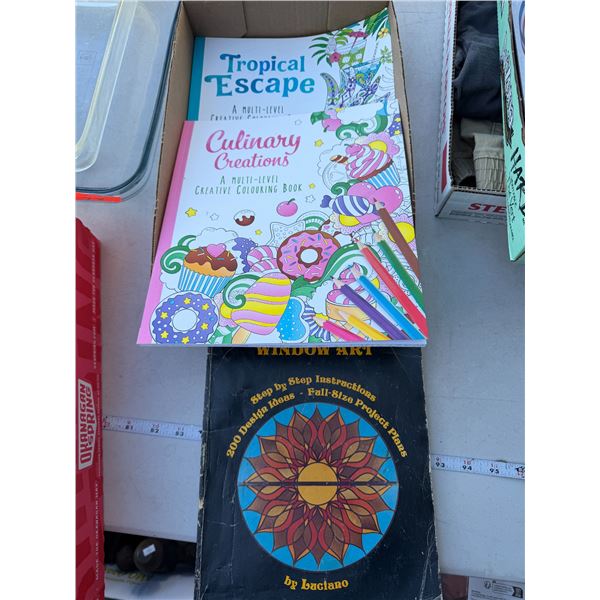 Coloring books and stained glass window, art book