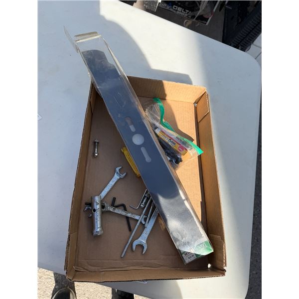 Lawnmower blade, spark plugs, etc.