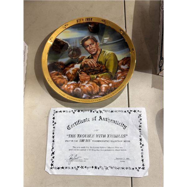 Star Trek trouble with tribbles collector plate W/COA