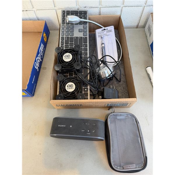 Sony portable speaker, keyboard, and vance, etc.