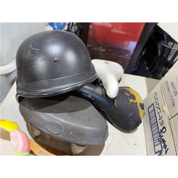 Helmet and bike seat seats