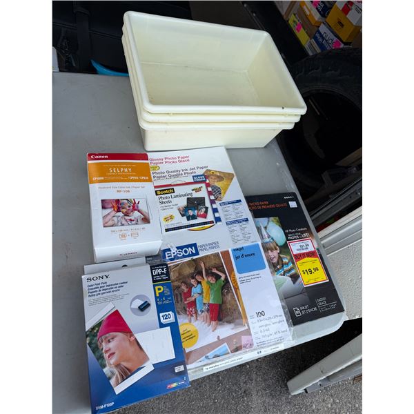 Photo paper and storage bins