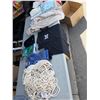 Image 1 : Table linens, shirts, scarf, toque, dress shirt, and hammock